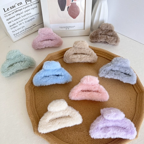 Mollette Per Capelli In Peluche Pelliccia Sintetica Shark Clip Grande Morbido Soffice Accessori Per Capelli Autunno Inverno Donna