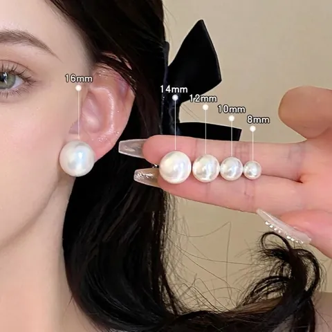 Pendientes De Perlas Artificiales De Concha Redondas Elegantes Aleación Joyería Minimalista Para Mujeres Accesorio De Regalo De Uso Diario