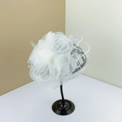 Fascinator Pince À Cheveux Vintage Maille Plume Voile À Pois Mariage Tea Party Coiffe Élégante Femmes
