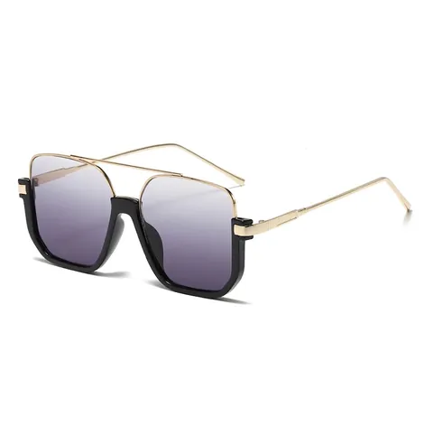 Occhiali Da Sole Quadrati Oversize Retrò Doppio Ponte Montatura Ibrida TR Metallo Accessori Moda Occhiali Per Uomo Donna