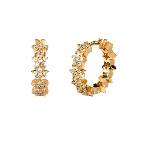 Squisiti Orecchini a Cerchio Stella in Rame Con Perno in Argento Strass Pentagramma Geometrico Gioielli di Lusso Donna