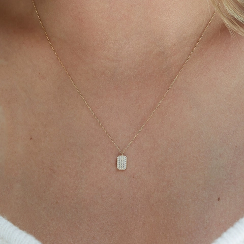 Luxury 925 Sterling Silver Zirconia Necklace For Women 14K Gold Plated Rectangle Pendant Minimalist Geometric Clavicle Chain Jewelry Gift