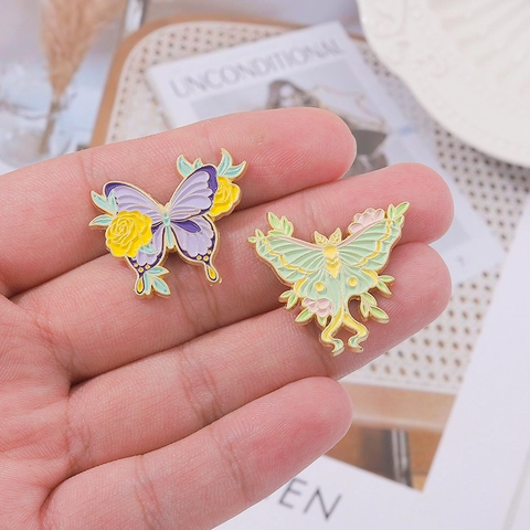 Cute Cartoon Enamel Butterfly Flower Brooch Pin For Women Alloy Animal Badge Lacquer Jewelry Gift For Clothing Backpack Accessory