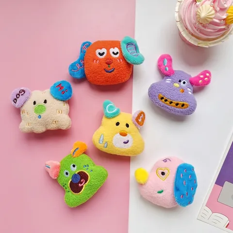 Cartoon Plush Dog Brooch DIY Handmade Embroidery Animal Doll Ornament For Clothing Bags Hat Decorative Craft Accessory