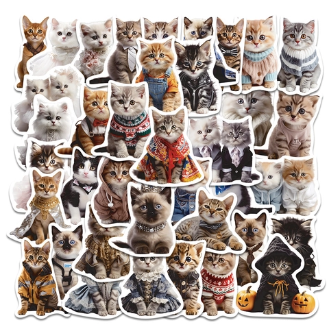 Cute Cartoon Cat Stickers Waterproof PVC Graffiti Decals For Scrapbook Laptop Suitcase DIY Decorative Pattern Stickers