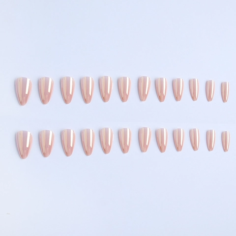 Laser Aurora Mermaid Press On Nails Almond Shape Iridescent Gradient High Gloss Artificial Nails With Jelly Glue For Women
