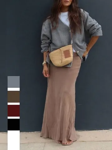 Damen Acryl Strickjacke V Ausschnitt Langarm Geknöpft Lässig Locker Weich Warm Bügelfrei Oberbekleidung Herbst Winter