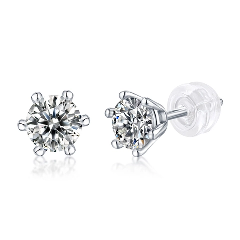Orecchini A Lobo In Moissanite Argento Sterling 925 Sei Griffe Taglio Brillante Matrimonio Gioielli Di Lusso Per Donne