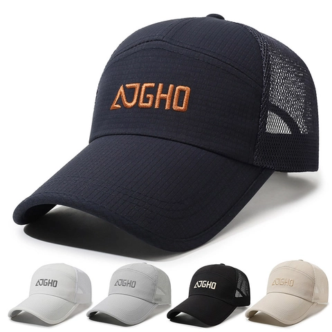Cappellino Da Baseball Da Uomo In Rete Tesa Lunga Traspirante Protezione Solare All Aperto Regolabile Lettera Ricamata