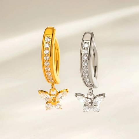 Titan Schmetterling Anhänger Bauchnabelpiercing Funkelndes Zirkonia Nabel Piercing Schmuck Für Frauen Elegant