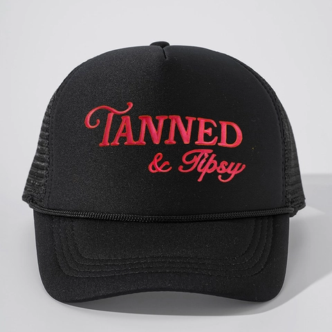 Casquette Trucker Tanned Tipsy Brodée Filet Été Extérieur Réglable Protection Solaire Visière Courbe Avant Éponge