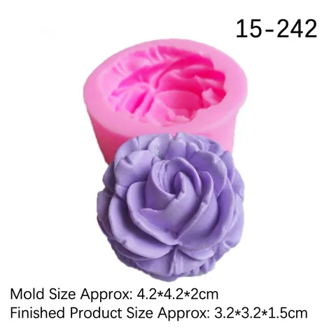 3D Rose Flower Fondant Cake Mold Silicone Baking Tool For Chocolate Soap Candle Making DIY Crafting Pink