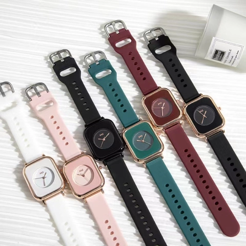 Orologio al Quarzo Quadrato da Donna alla Moda Cinturino in Silicone Cassa in Lega Orologio da Polso Minimalista per Studenti Regalo per Donna