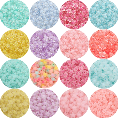 Colorful Acrylic Star Shaped Beads For DIY Jewelry Making Frosted Transparent Star Charms For Bracelet Necklace Crafting