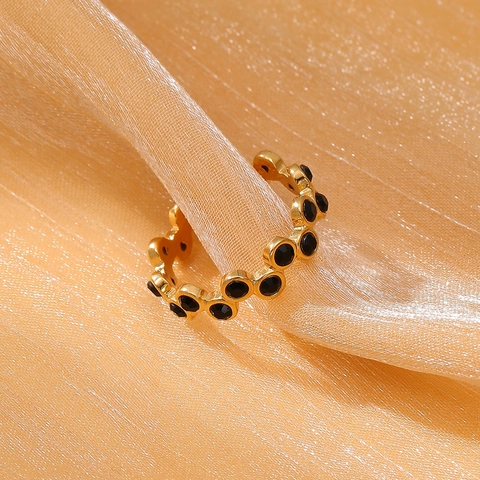 Niche Design Cirkelvormige Strass Roestvrij Staal Open Ring 18K Verguld Elegante Geometrische Vingerring Voor Vrouwen Mode Sieraden