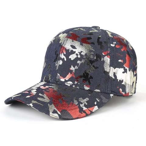 Camouflage Honkbalpet Metallic Textuur Polyester Outdoor Zonnescherm Verstelbaar Hip Hop Hoed Voor Heren Dames