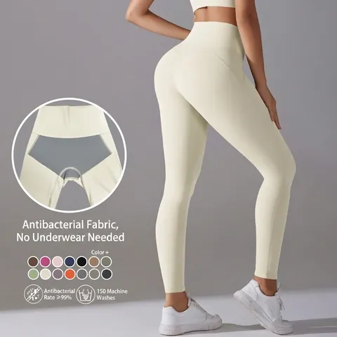 Damen Yoga Leggings Hohe Taille Bauchkontrolle Po Lifting Antibakteriell Nahtlos Fitness Laufhose Nylon Spandex