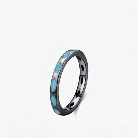 Anillo In Argento Sterling 925 Retrò Da Donna Con Turchese Sintetico Marquise Finitura Oro Nero Gioielli Goth