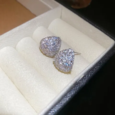 Orecchini A Lobo Goccia d'acqua Rame Con Perno In Argento Sterling 925 Zirconia Micro Pavé Gioielli Per Donne
