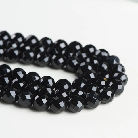 Perle Sciolte Di Agata Nera Sfaccettata Taglio Diamante Lucidate Pietra Naturale Per Creazione Di Gioielli Diy