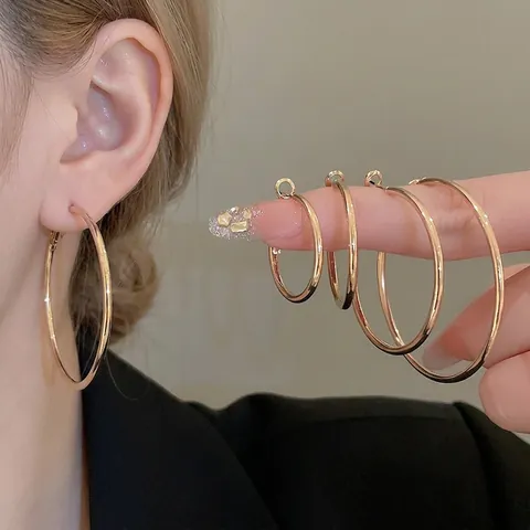 Minimalist Metal Hoop Earrings With Silver Earring Post Punk Style Fashion Jewelry For Women