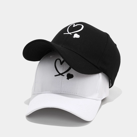 Heart Embroidery Cotton Baseball Cap Fashion Casual Adjustable Sun Hat For Men Women Couples