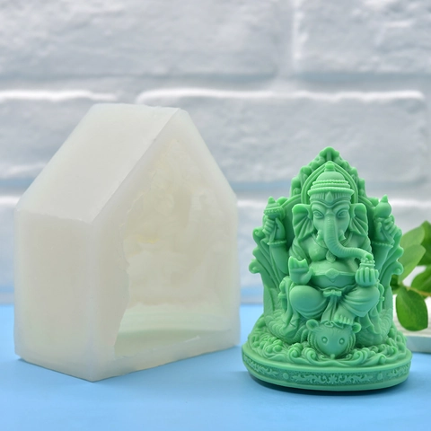 Ganesha Elefant Gott Silikonform DIY Handgemachte Seife Kerze Fondant Backen Kuchen Mousse Form Flexibles Gusswerkzeug
