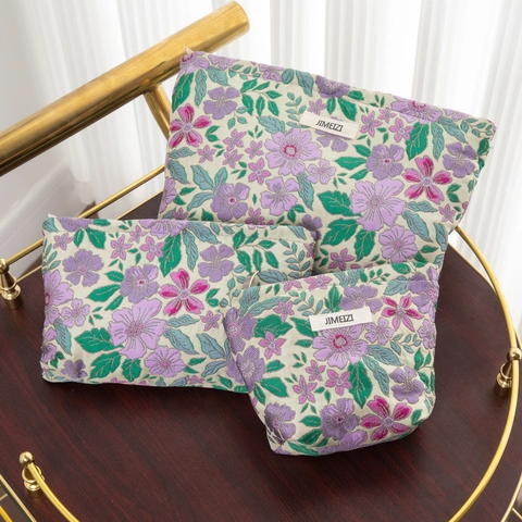 Vintage Blumen Jacquard Make-Up Beutel Retro Geprägte Kosmetiktasche Tragbare Stoff Aufbewahrung Reise Kulturbeutel Handtasche
