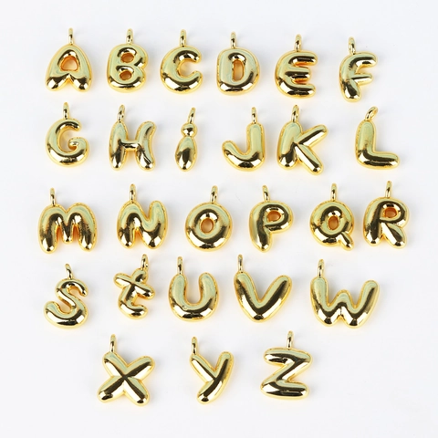 Collier Pendentif Lettre Bulle 3D Alphabet Initial Ballon Hip Hop Laiton Plaqué Or Bijoux Pour Hommes Femmes Poli