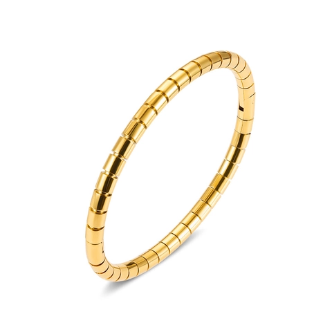 Stainless Steel Bamboo Joint Beaded Bangle For Women Gold Silver Plated Oval Minimalist Personalized Cuff Bracelet Jewelry