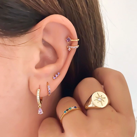 925 Sterling Silver Post Zirconia Stud Earrings For Women Copper Electroplated Minimalist Three Stone Geometric Earrings Jewelry Gift