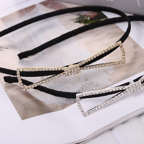 Diadema Con Lazo De Strass Aleación De Zinc Diadema Fina Moda Elegantes Accesorios Para El Cabello Para Mujeres