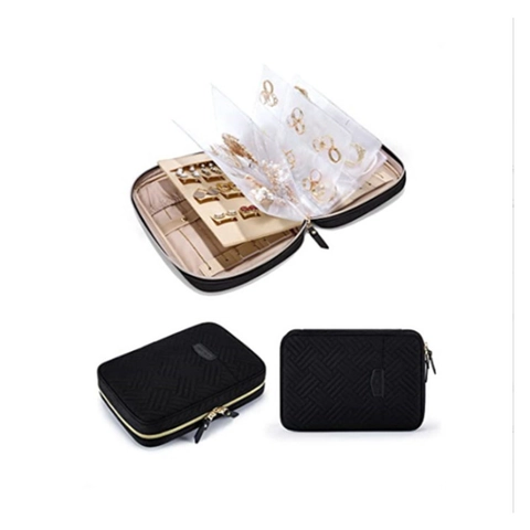 Schmuck Organizer Reisetasche Wasserdicht Gesteppte Tasche Für Halsketten Ohrringe Ringe Zubehör Aufbewahrung