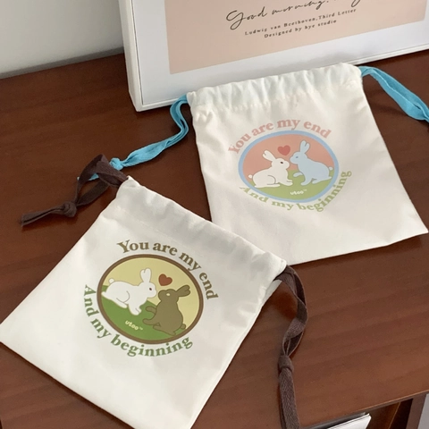 Sac De Rangement En Toile À Cordon Lapin Mignon Pochette Portable Pour Voyage Articles De Toilette Maquillage