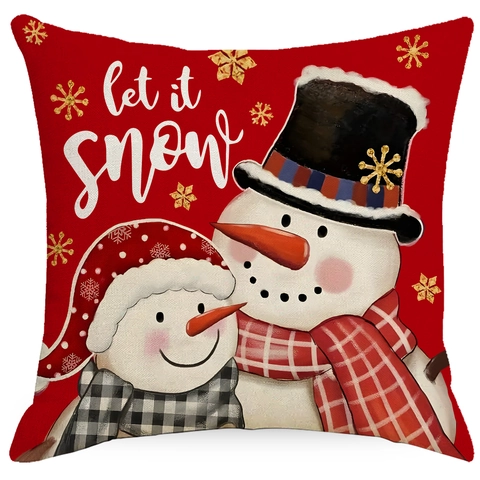 Fundas De Cojín De Navidad Lino Reno Muñeco De Nieve Papá Noel Fundas Decorativas Para Sofá Hogar Decoración Festiva