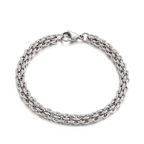 Byzantine Link Chain Necklace And Bracelet 316L Stainless Steel Minimalist Hip Hop Jewelry For Men Women