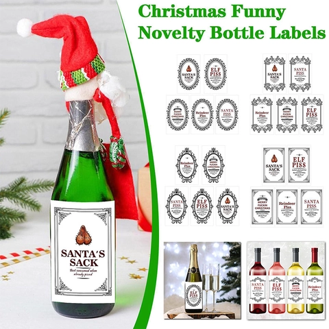 Divertenti Etichette Per Bottiglie Di Vino Di Natale Adesivi Per Feste Di Novità Carta Decorativa Regalo Di Umorismo