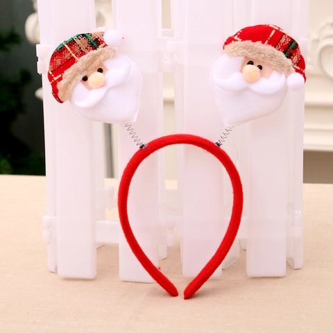 Cerchietto Natalizio A Molla Cartoon Babbo Natale Pupazzo Di Neve Renna Orso Peluche Tessuto Festa Festival Regalo Bambini