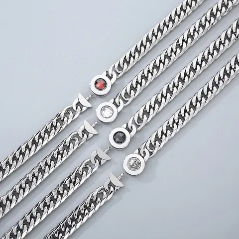 Collana A Catena Cubana Da Uomo In Acciaio Inossidabile Con Fibbia Teschio In Cristallo Gioielli Streetwear Hip Hop Punk