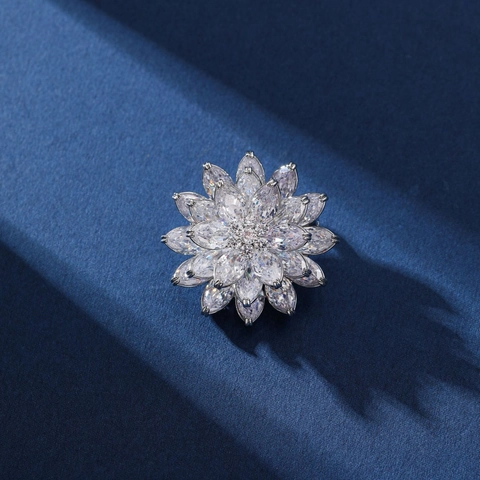 Eleganter Schneeglöckchen Blumen Brosche Kupfer Mit Marquise Zirkonia Luxus Dreilagige Corsage Für Anzugjacke Hochzeit