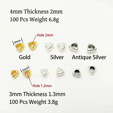 Cuentas Espaciadoras Triangulares Aleación Geométrica Accesorios Para Hacer Joyas DIY Para Pulsera Collar Oro Plata Antiguo