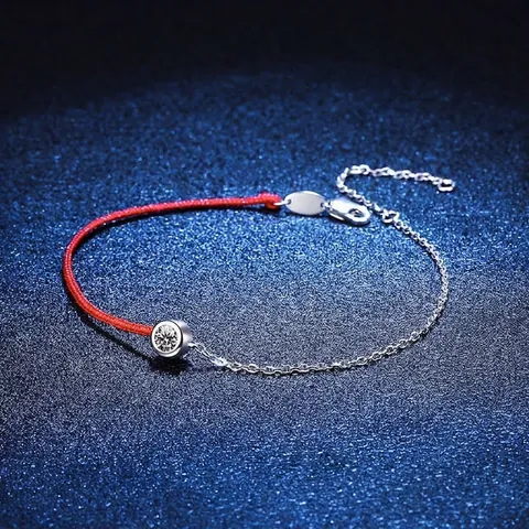 Moissanite 925 Sterling Silber Rotes Seil Armband Halbe Kette Minimalistischer Schmuck Für Frauen Verstellbar
