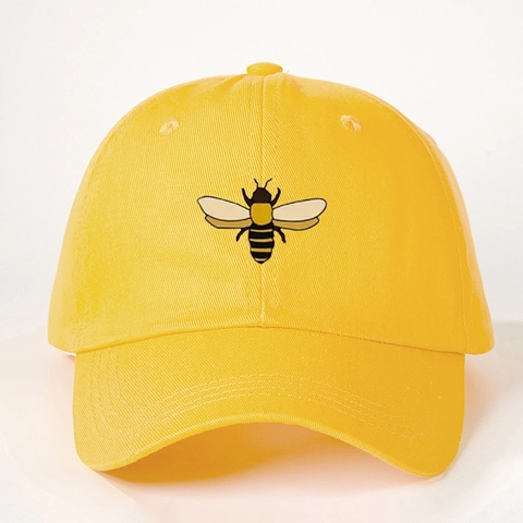 Bee Embroidered Baseball Cap Adjustable Polyester Cotton Twill Curved Brim Sun Protection Outdoor Casual Hat For Women Men