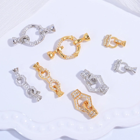925 Sterling Silver Jewelry Clasp Necklace Connector With Pave Clear Zircon DIY Findings For Bracelet Making Handcrafted