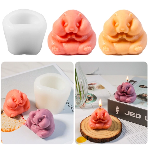 Cute Groundhog Hamster Silicone Mold For DIY Aromatherapy Candle Making Gypsum Ornament Handicraft Animal Shape