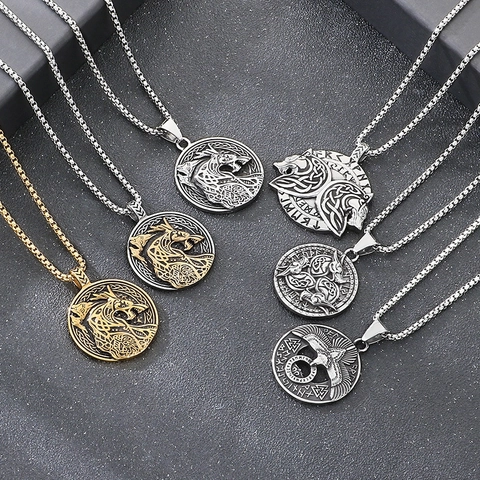 Collana Con Pendente Vichingo In Acciaio Inossidabile Runa Nodo Celtico Retro Punk Mitologia Norrena Gioielli Da Uomo