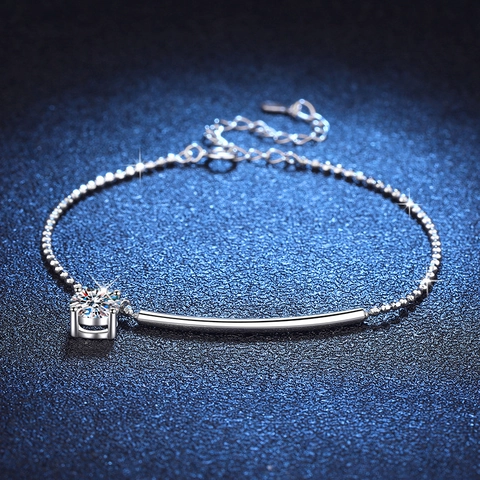 S925 Sterling Zilveren Moissaniet Armband Enkelband Voor Dames 1 Karaat Moissaniet Elegant Maan Ontwerp Sieraden Met Certificaat
