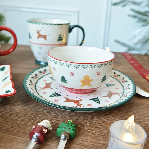 Stoviglie In Ceramica Di Natale Omino Di Pan Di Zenzero Renna Tazze Piatti Ciotole Stoviglie Per Feste In Casa