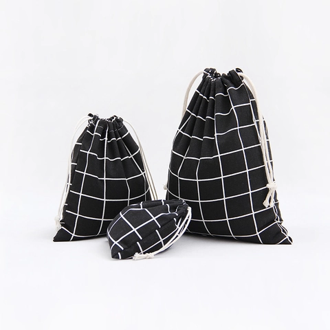 Drawstring Storage Bags Cotton Linen Fabric Pouch Jewelry Gift Packaging Home Travel Organizer Pastoral Printed Pattern