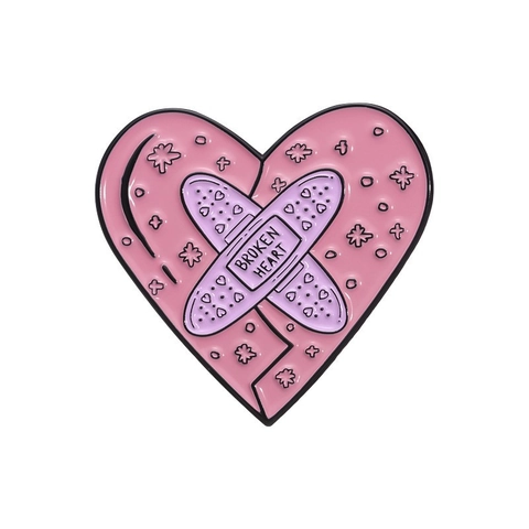Broche de Esmalte en Forma de Corazón Rosa Con Patrón de Letras Pins de Dibujos Animados para Bolsos Mochilas Ropa Joyería